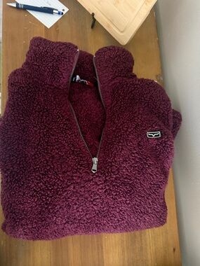 Kimes Ranch Burgundy Teddy Sherpa Quarter-Zip Pullover